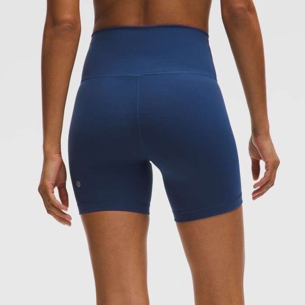 Lululemon Wunder Train High Rise Short 6" Navy Blue Women 4 W7BESS